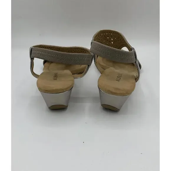 Alfani Rose Gold Sandals Ankle Strap 1” Heel Wedge Open Toe Size 5.5 Metallic - Picture 4 of 8